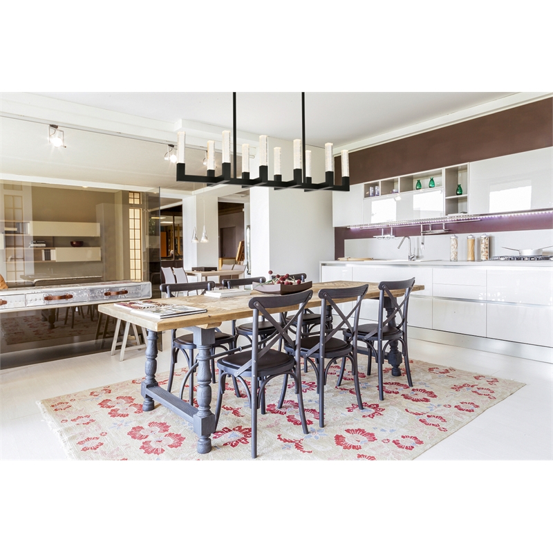 Elegant Lighting Noemi 10-Light Metal Adjustable LED Pendant in Black/Clear