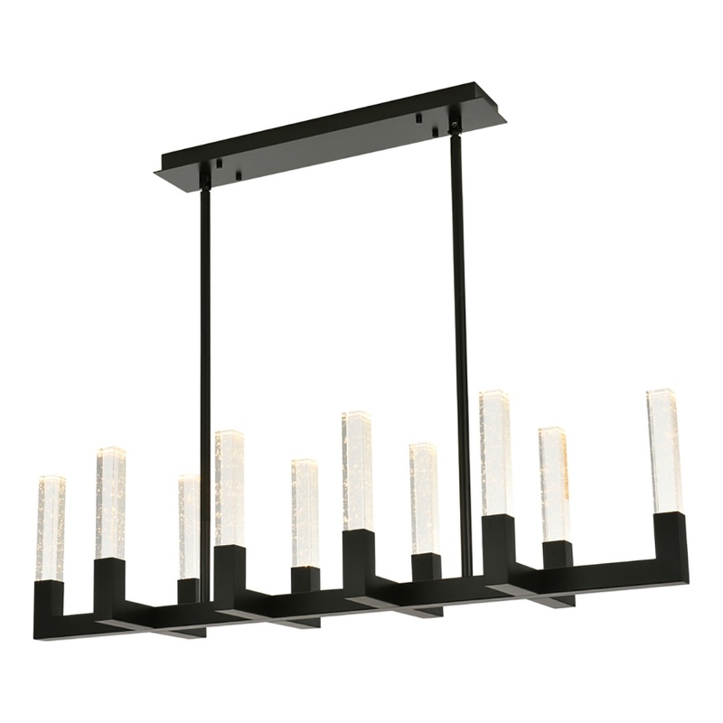 Elegant Lighting Noemi 10-Light Metal Adjustable LED Pendant in Black/Clear
