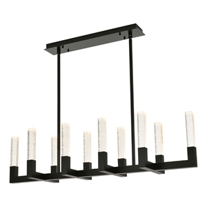 Elegant Lighting Noemi 10-Light Metal Adjustable LED Pendant in Black/Clear