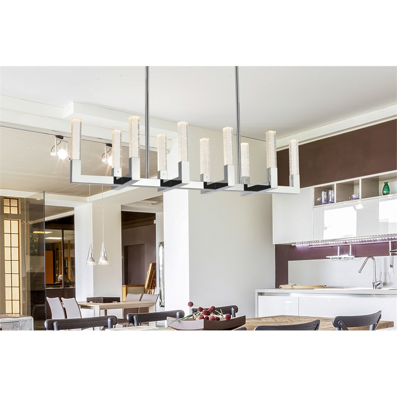 Elegant Lighting Noemi 10-Light Metal Adjustable LED Pendant in Chrome/Clear