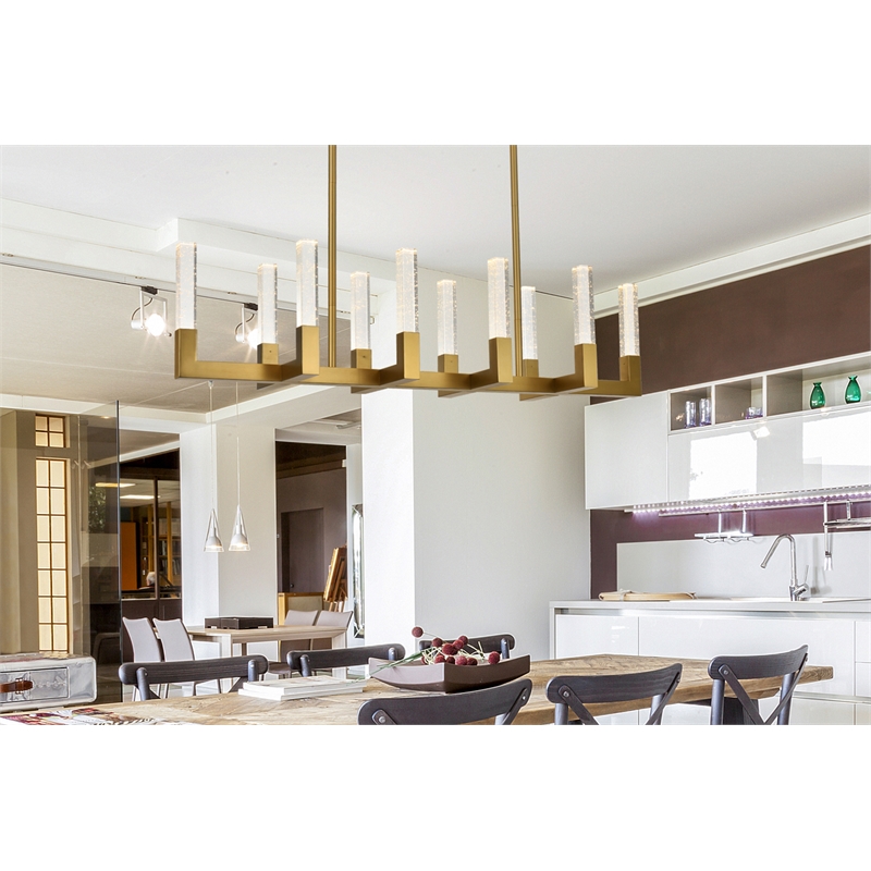 Elegant Lighting Noemi 10-Light Metal Adjustable LED Pendant in Satin Gold