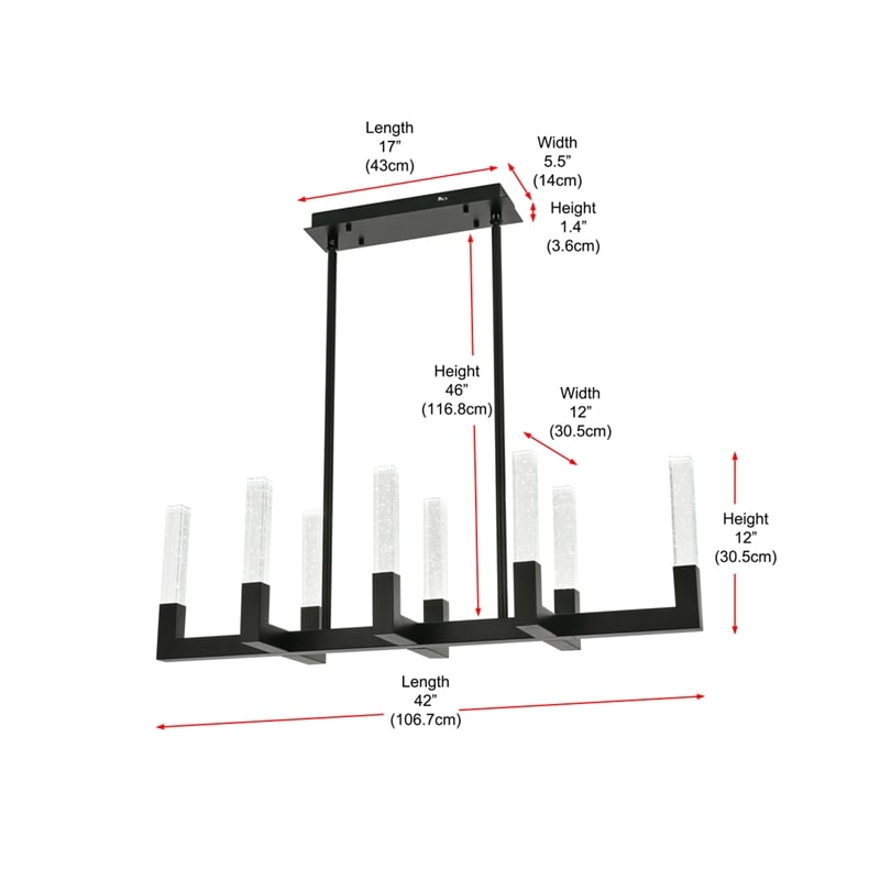 Elegant Lighting Noemi 8-Light Metal Adjustable LED Pendant in Black