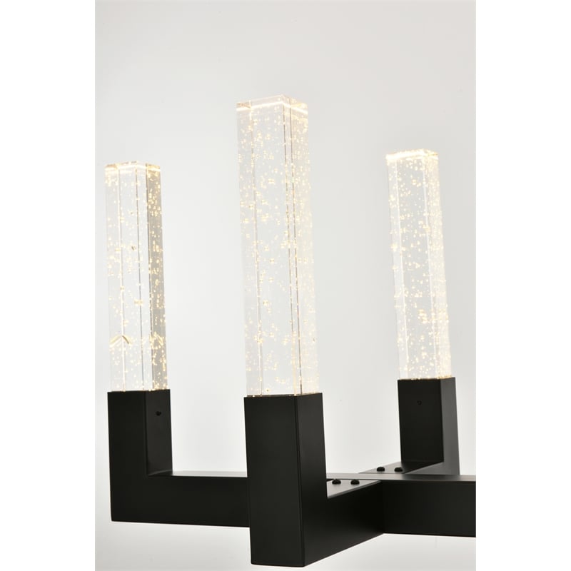 Elegant Lighting Noemi 12-Light Metal Adjustable LED Pendant in Black/Clear