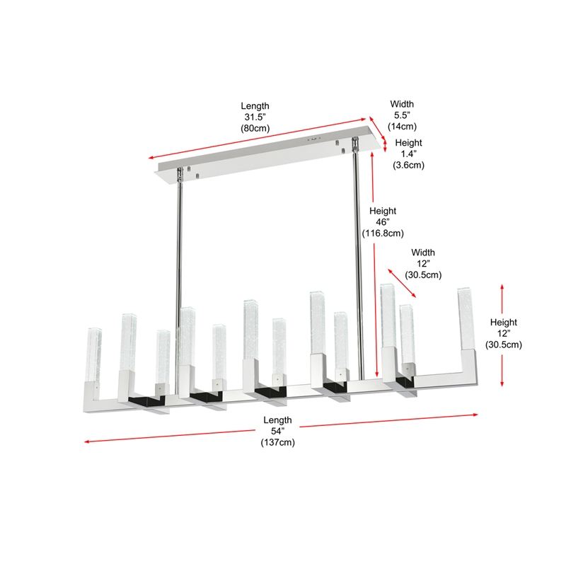 Elegant Lighting Noemi 12-Light Metal Adjustable LED Pendant in Chrome/Clear