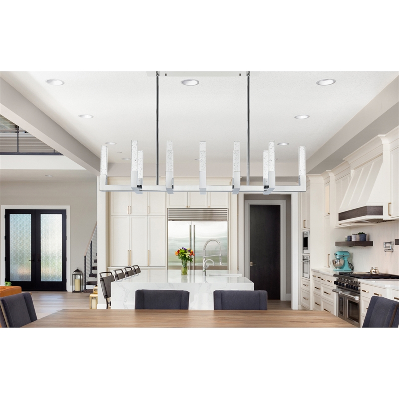 Elegant Lighting Noemi 12-Light Metal Adjustable LED Pendant in Chrome/Clear