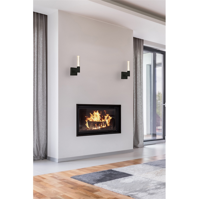 Elegant Lighting Noemi 1-Light Metal Adjustable LED Wall Sconce in Black/Clear