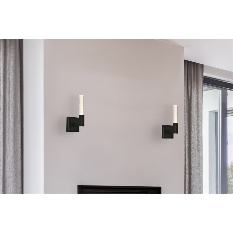 Elegant Lighting Noemi 1-Light Metal Adjustable LED Wall Sconce in Black/Clear