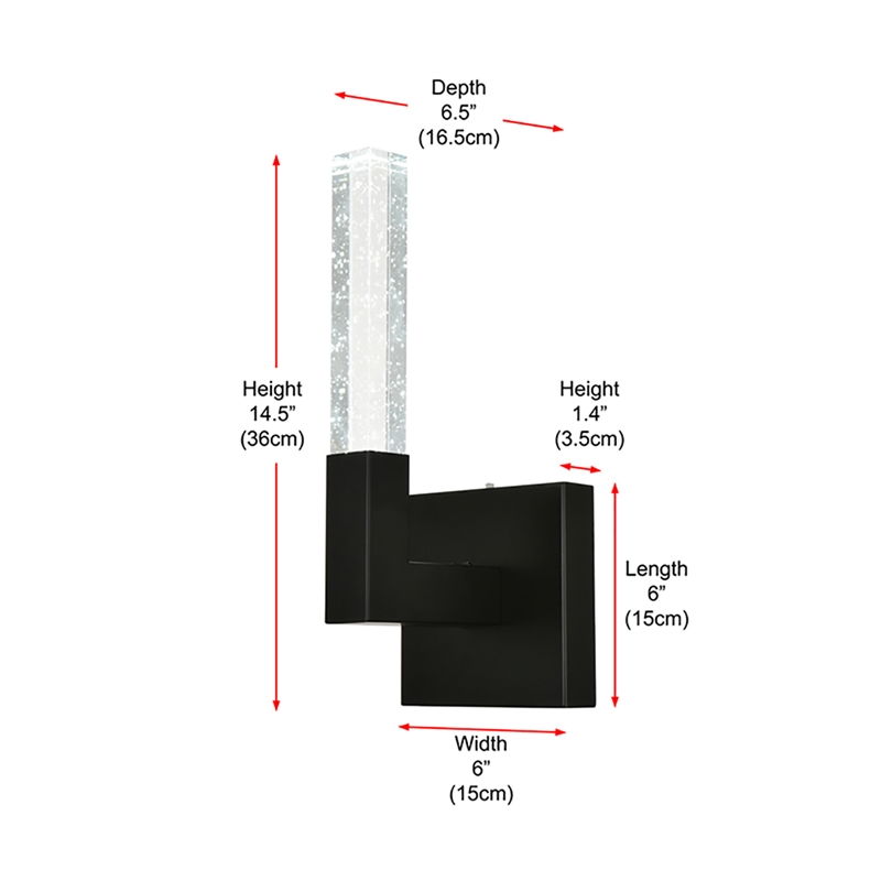 Elegant Lighting Noemi 1-Light Metal Adjustable LED Wall Sconce in Black/Clear