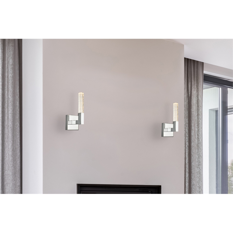 Elegant Lighting Noemi 1-Light Metal Adjustable LED Wall Sconce in Chrome/Clear