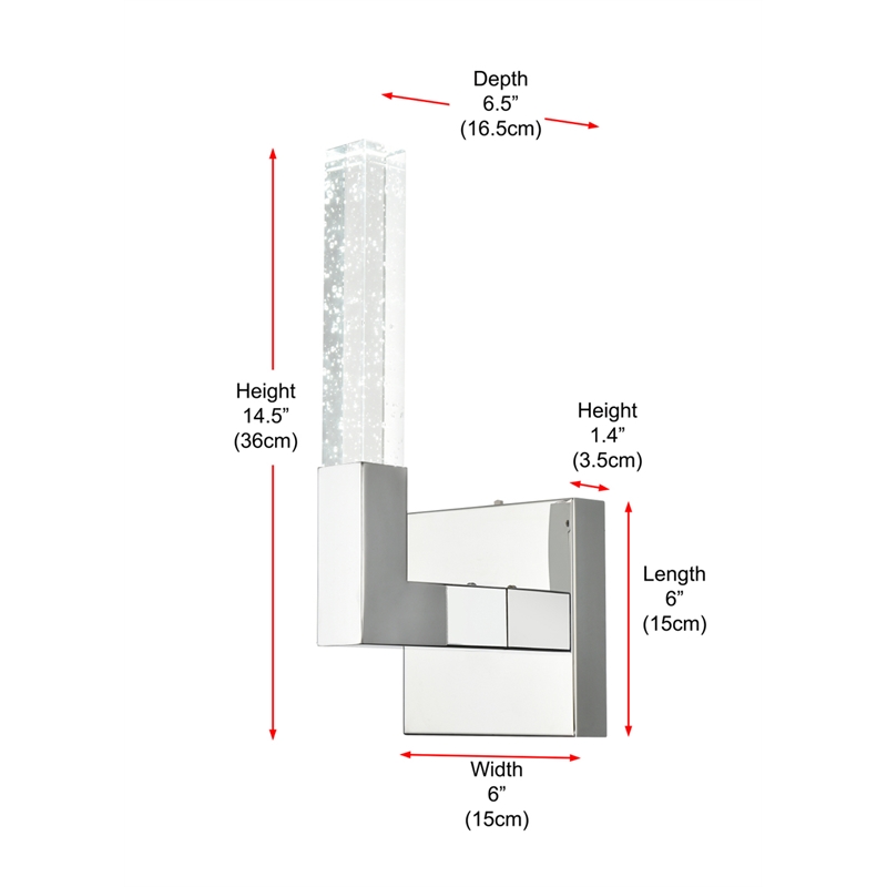 Elegant Lighting Noemi 1-Light Metal Adjustable LED Wall Sconce in Chrome/Clear