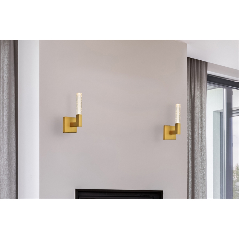Elegant Lighting Noemi 1-Light Metal Adjustable LED Wall Sconce in Satin Gold