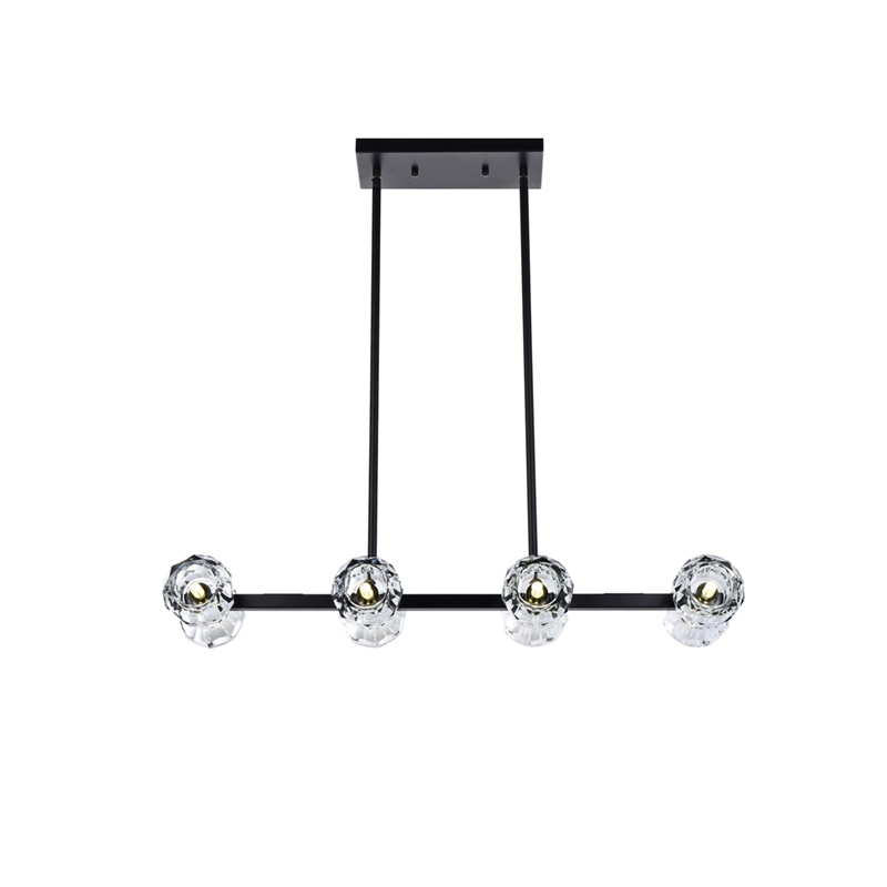 Elegant Lighting Eren 8-Light Metal & Crystal Pendant Light in Black/Clear