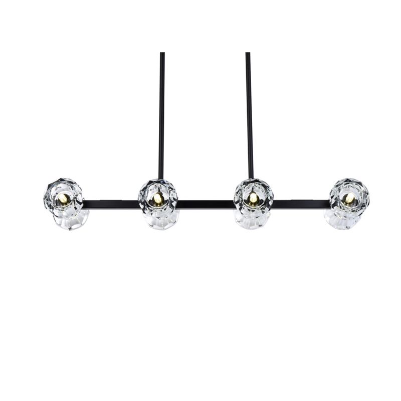 Elegant Lighting Eren 8-Light Metal & Crystal Pendant Light in Black/Clear