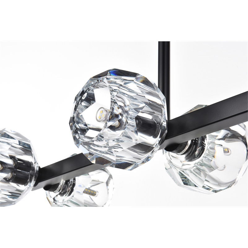 Elegant Lighting Eren 8-Light Metal & Crystal Pendant Light in Black/Clear