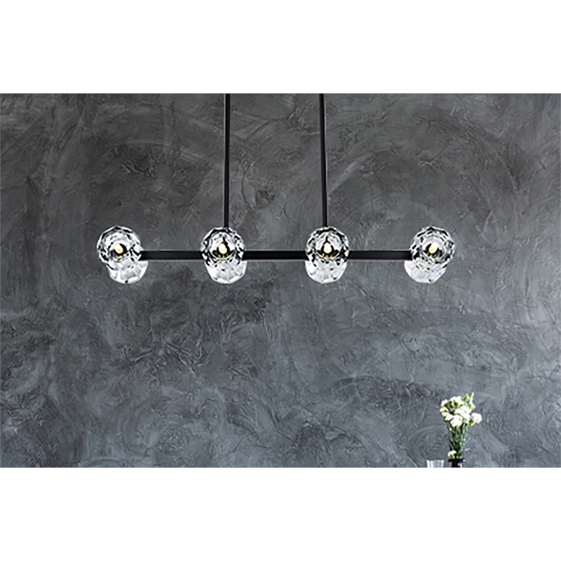 Elegant Lighting Eren 8-Light Metal & Crystal Pendant Light in Black/Clear