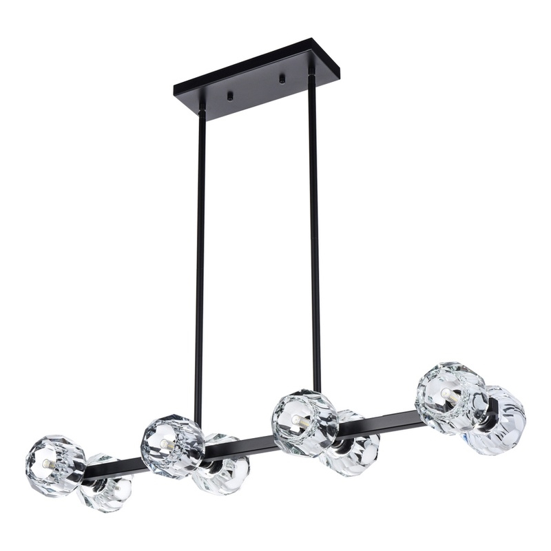 Elegant Lighting Eren 8-Light Metal & Crystal Pendant Light in Black/Clear