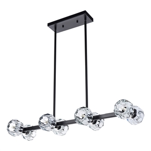 Elegant Lighting Eren 8-Light Metal & Crystal Pendant Light in Black/Clear
