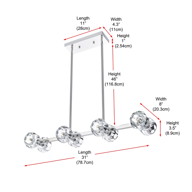 Elegant Lighting Eren 8-Light Metal & Crystal Pendant Light in Chrome/Clear