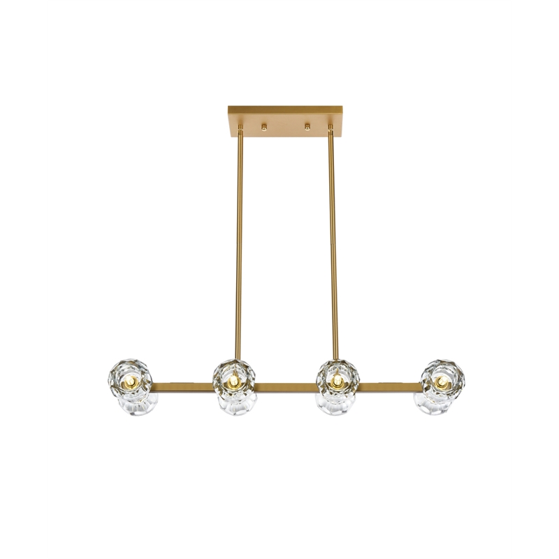 Elegant Lighting Eren 8-Light Metal & Crystal Pendant Light in Satin Gold/Clear