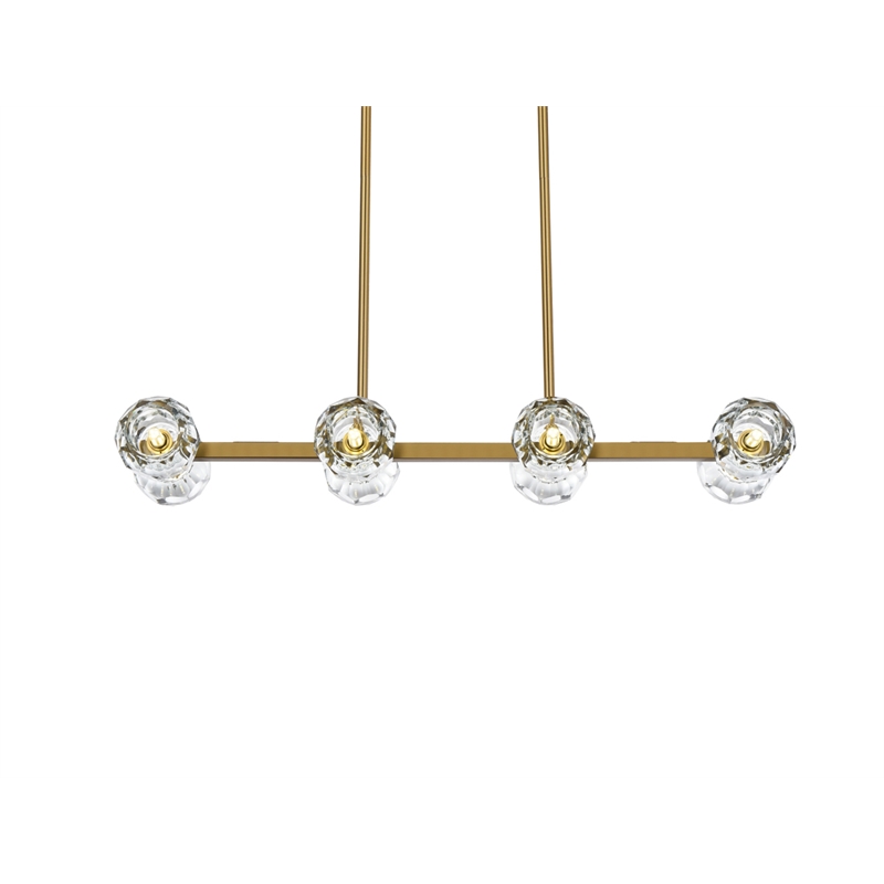 Elegant Lighting Eren 8-Light Metal & Crystal Pendant Light in Satin Gold/Clear