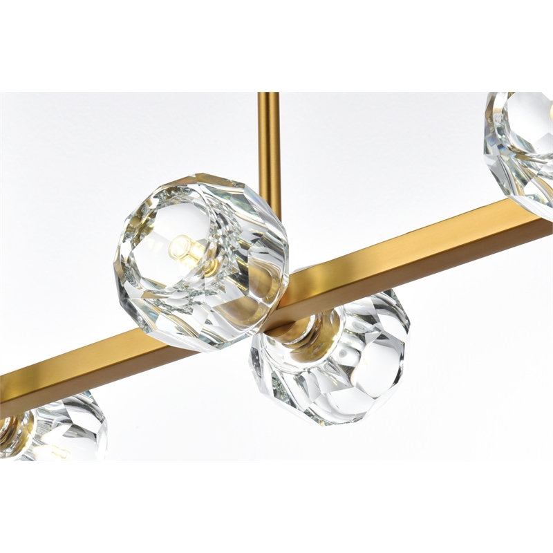 Elegant Lighting Eren 8-Light Metal & Crystal Pendant Light in Satin Gold/Clear