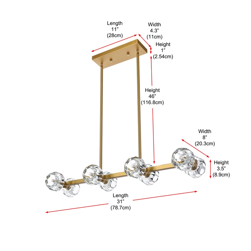 Elegant Lighting Eren 8-Light Metal & Crystal Pendant Light in Satin Gold/Clear