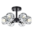 Elegant Lighting Eren 6-Light Metal & Crystal Flush Mount in Black/Clear