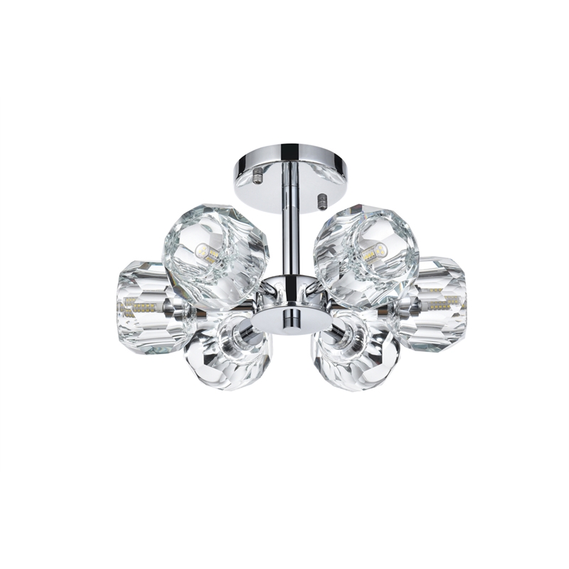 Elegant Lighting Eren 6-Light Metal & Crystal Flush Mount in Chrome/Clear