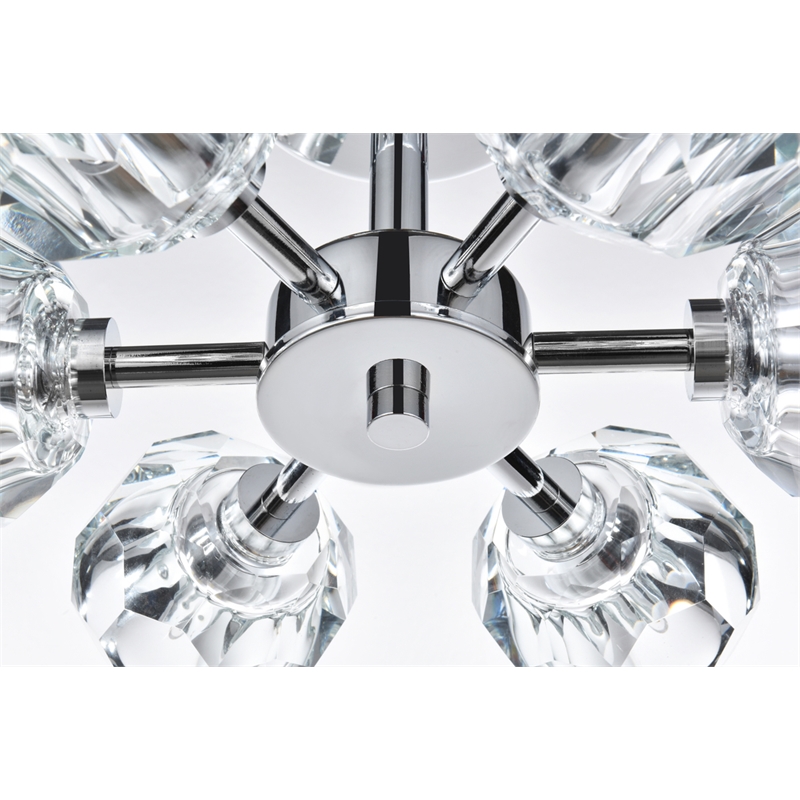 Elegant Lighting Eren 6-Light Metal & Crystal Flush Mount in Chrome/Clear