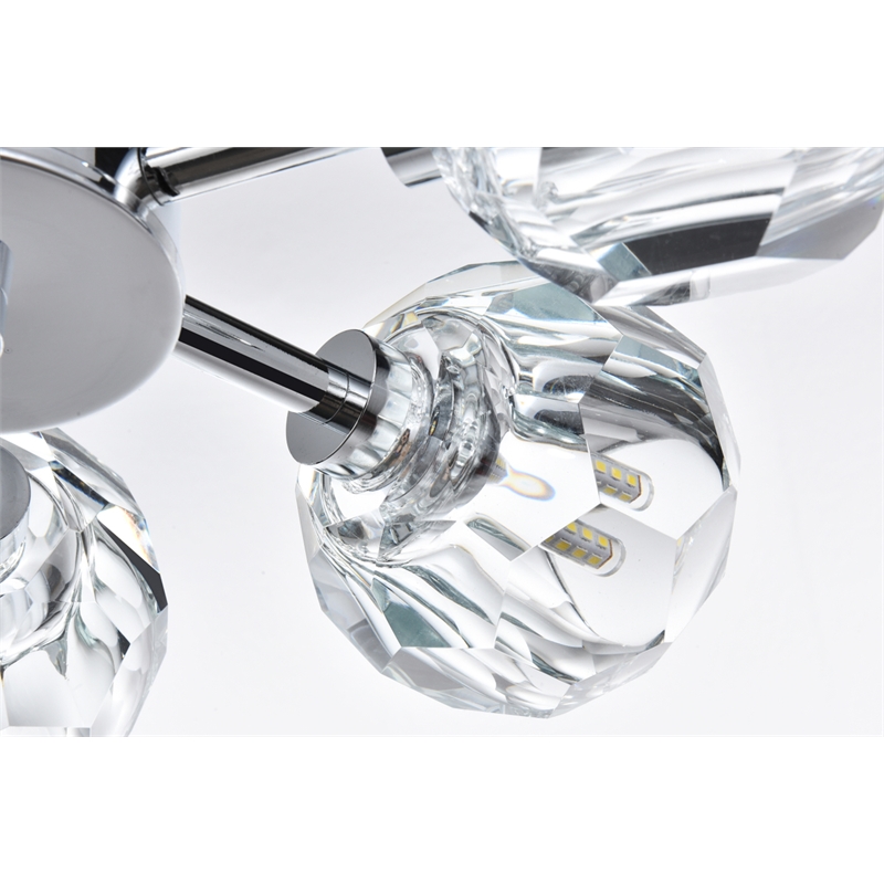 Elegant Lighting Eren 6-Light Metal & Crystal Flush Mount in Chrome/Clear