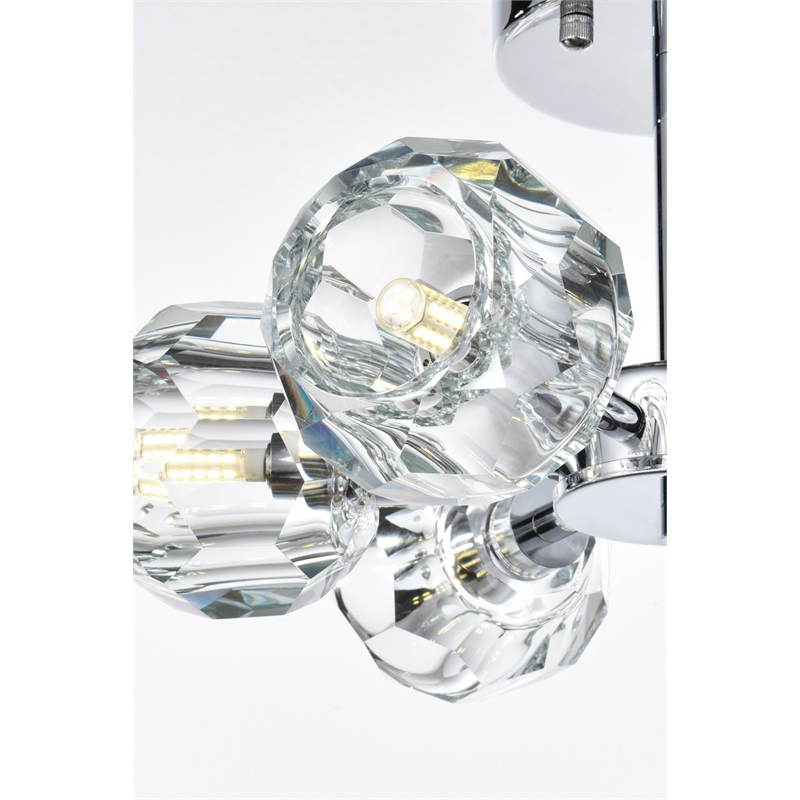 Elegant Lighting Eren 6-Light Metal & Crystal Flush Mount in Chrome/Clear