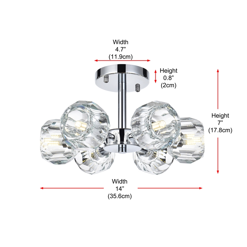 Elegant Lighting Eren 6-Light Metal & Crystal Flush Mount in Chrome/Clear