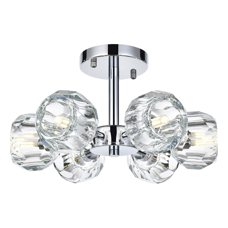 Elegant Lighting Eren 6-Light Metal & Crystal Flush Mount in Chrome/Clear