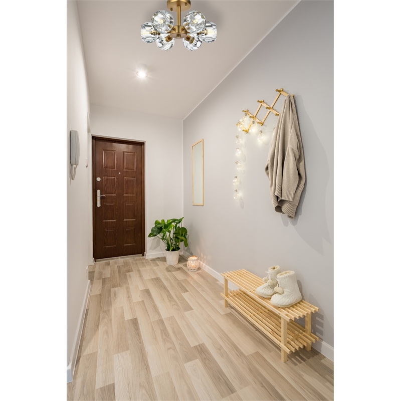 Elegant Lighting Eren 6-Light Metal & Crystal Flush Mount in Satin Gold/Clear