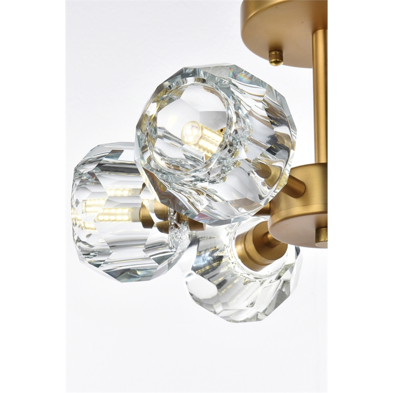 Elegant Lighting Eren 6-Light Metal & Crystal Flush Mount in Satin Gold/Clear