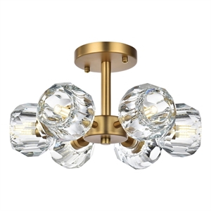 Elegant Lighting Eren 6-Light Metal & Crystal Flush Mount in Satin Gold/Clear