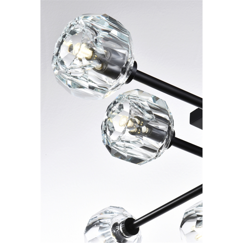 Elegant Lighting Eren 8-Light Metal & Crystal Flush Mount in Black/Clear