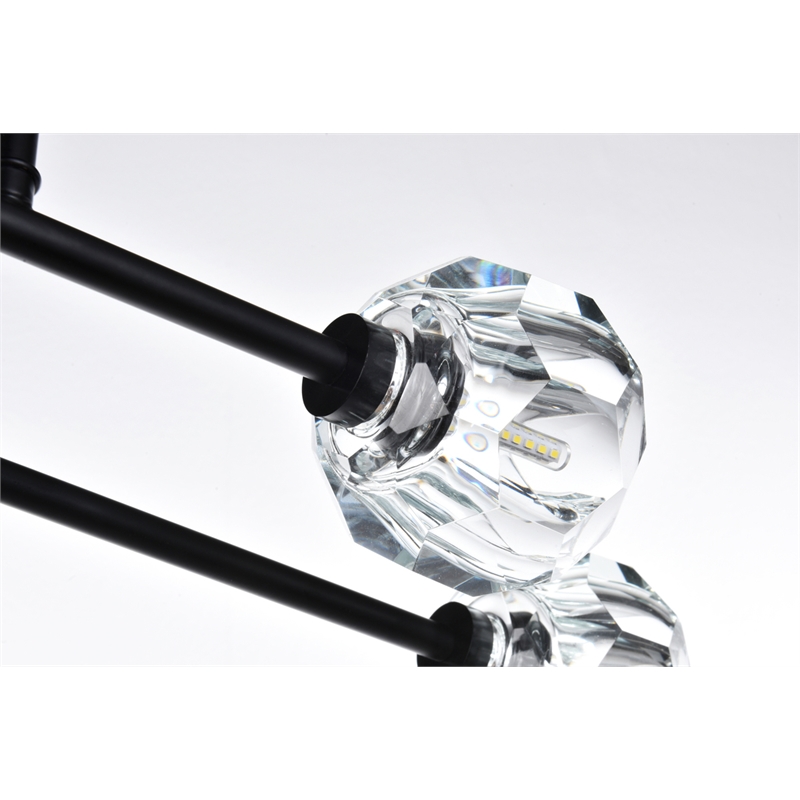 Elegant Lighting Eren 8-Light Metal & Crystal Flush Mount in Black/Clear