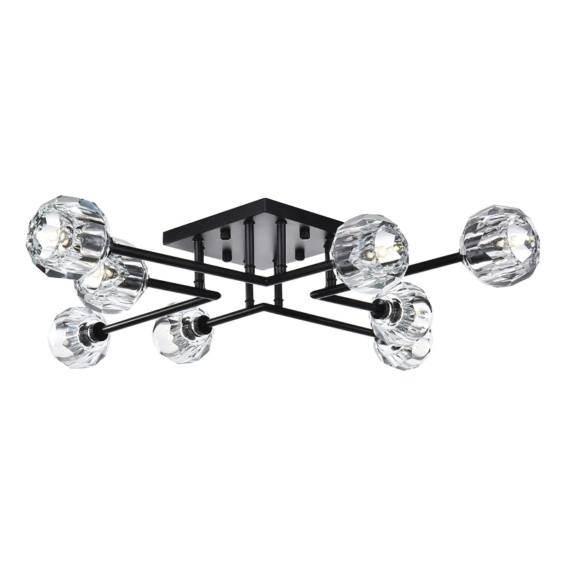 Elegant Lighting Eren 8-Light Metal & Crystal Flush Mount in Black/Clear