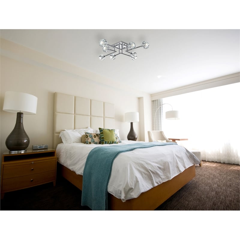 Elegant Lighting Eren 8-Light Metal & Crystal Flush Mount in Chrome/Clear