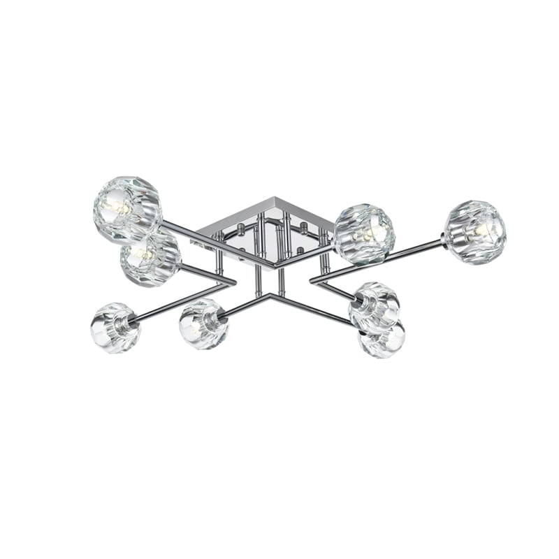 Elegant Lighting Eren 8-Light Metal & Crystal Flush Mount in Chrome/Clear