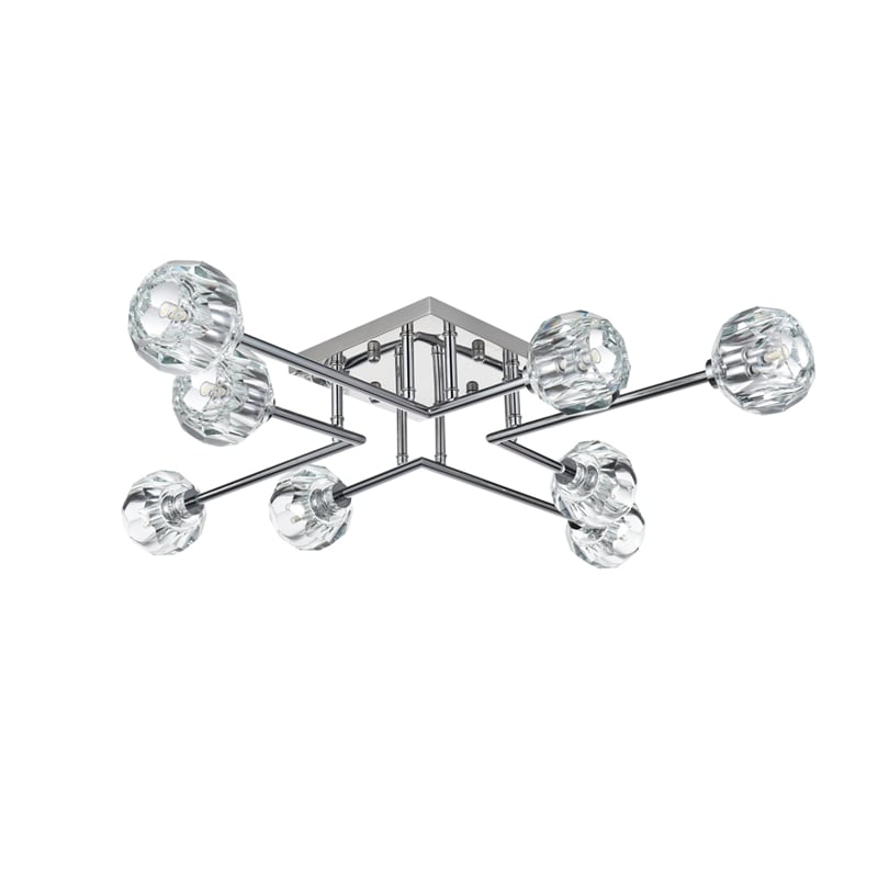 Elegant Lighting Eren 8-Light Metal & Crystal Flush Mount in Chrome/Clear