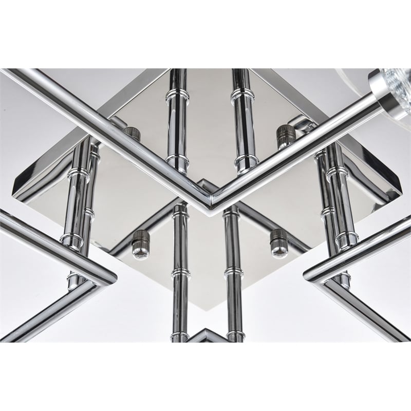 Elegant Lighting Eren 8-Light Metal & Crystal Flush Mount in Chrome/Clear
