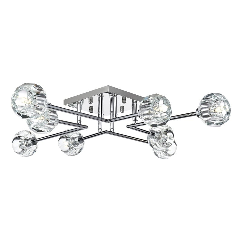 Elegant Lighting Eren 8-Light Metal & Crystal Flush Mount in Chrome/Clear