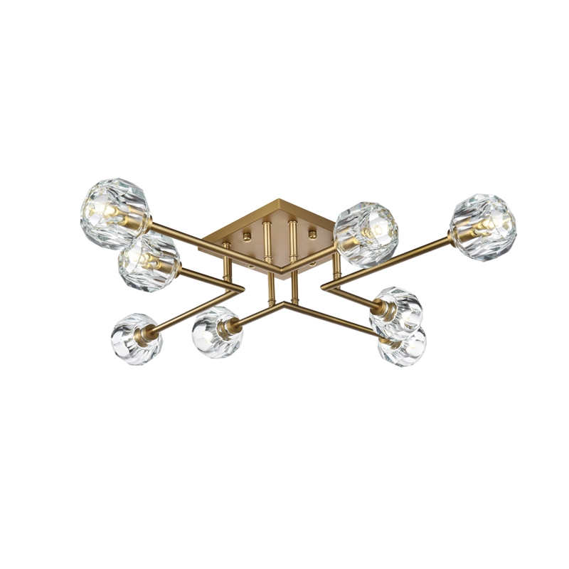 Elegant Lighting Eren 8-Light Metal & Crystal Flush Mount in Satin Gold/Clear