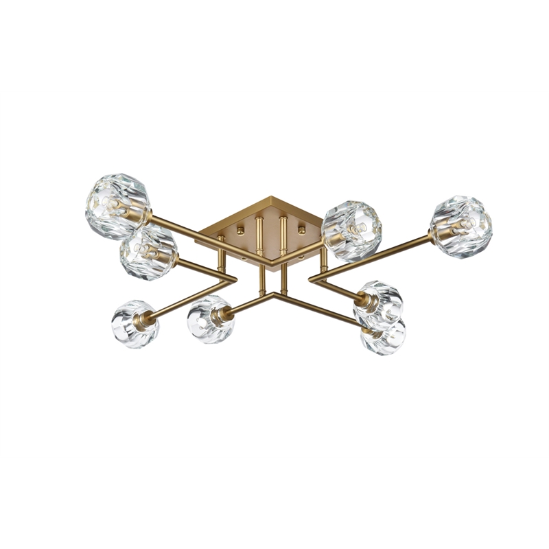 Elegant Lighting Eren 8-Light Metal & Crystal Flush Mount in Satin Gold/Clear