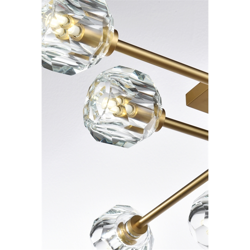 Elegant Lighting Eren 8-Light Metal & Crystal Flush Mount in Satin Gold/Clear