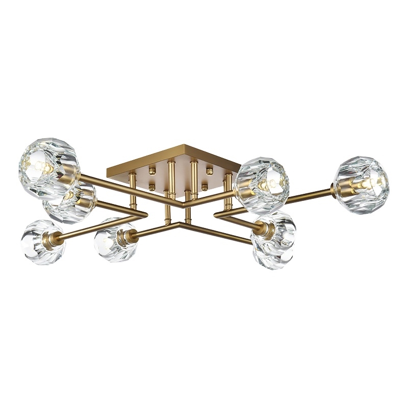 Elegant Lighting Eren 8-Light Metal & Crystal Flush Mount in Satin Gold/Clear