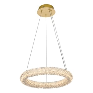 Elegant Lighting Bowen 18&quot 1-Light Metal Adjustable LED Chandelier in Gold