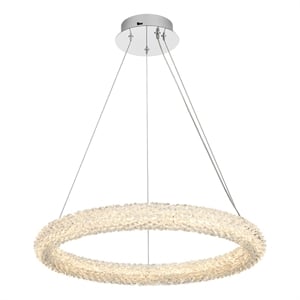 Elegant Lighting Bowen 24&quot 1-Light Metal Adjustable LED Chandelier in Chrome